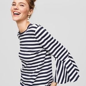 🌟SALE NWT Loft bell sleeve top black white stripe